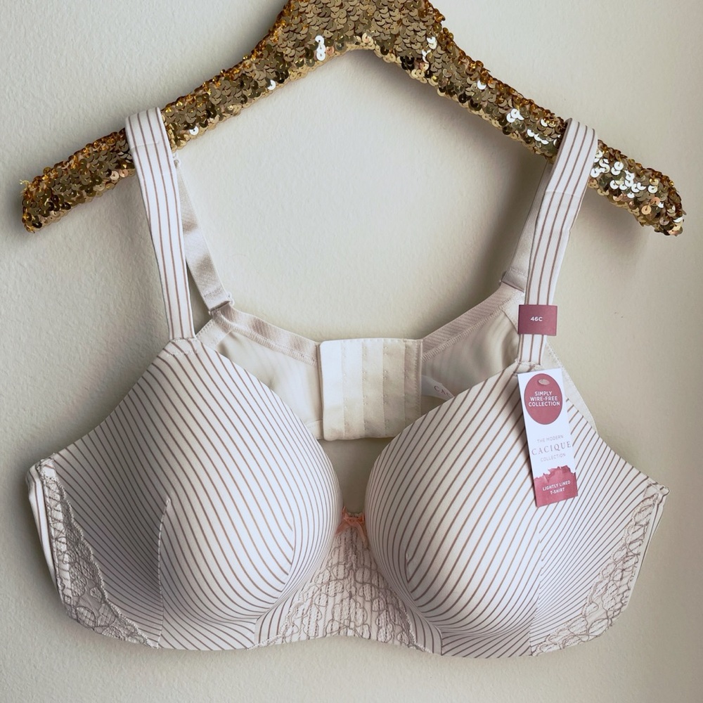 COPY - {CACIQUE} • tan striped t-shirt bra